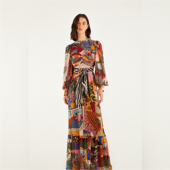 FARM Rio Dresses & Skirts - Farm Rio: Tropical Multicolor Long Sleeve
Maxi Dress